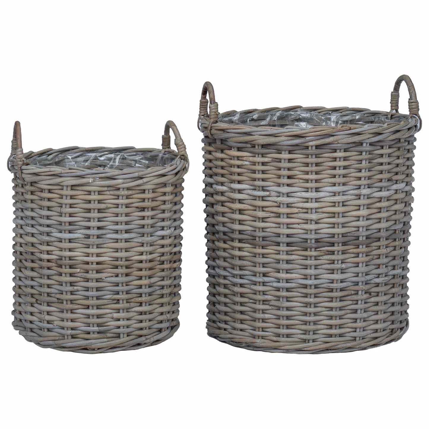 Cestino per piante con archiviazione 2 pcs Grigio Rattan Lacak | homemem39