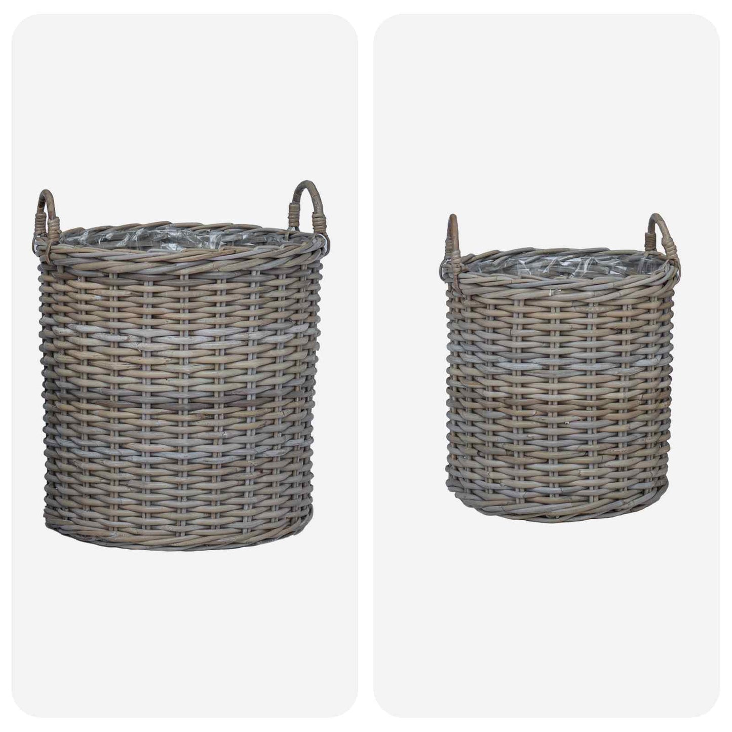 Cestino per piante con archiviazione 2 pcs Grigio Rattan Lacak | homemem39