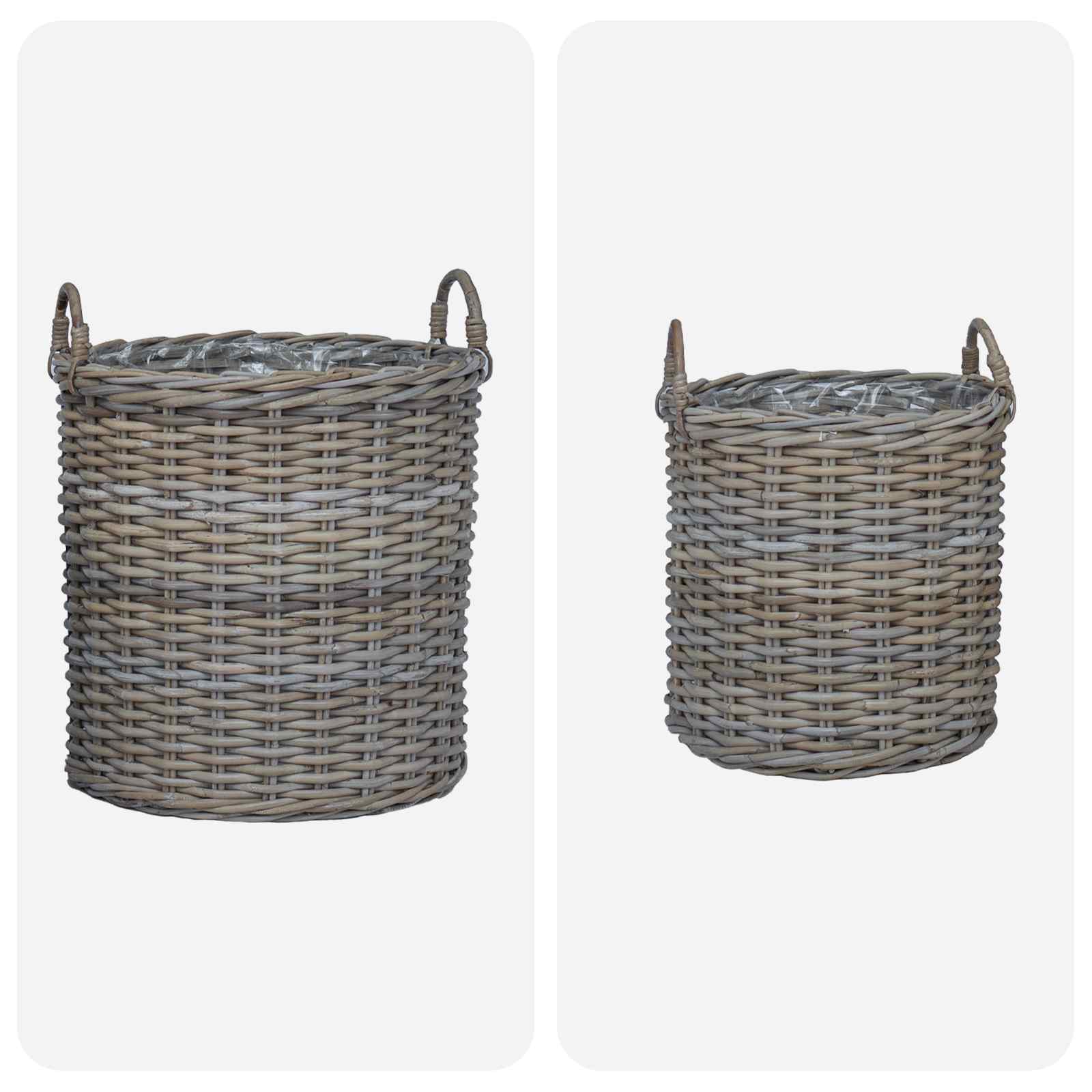 Cestino per piante con archiviazione 2 pcs Grigio Rattan Lacak | homemem39