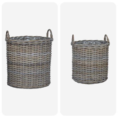Cestino per piante con archiviazione 2 pcs Grigio Rattan Lacak | homemem39