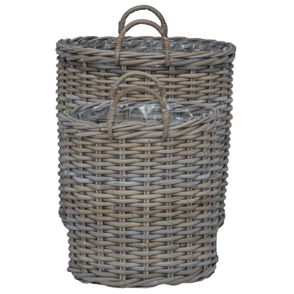 Cestino per piante con archiviazione 2 pcs Grigio Rattan Lacak | homemem39