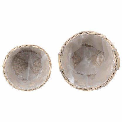 Cestino per piante 2 pz Grigio naturale Rattan Kubu