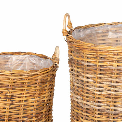 Cestino per piante 2 pz Marrone Naturale Rattan Kubu