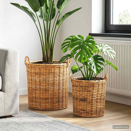 Cestino per piante GENDT 2 pz Marrone Naturale Rattan Kubu