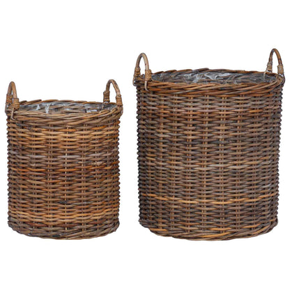 Cestino per piante con archiviazione 2 pcs Marrone Rattan Lacak | homemem39