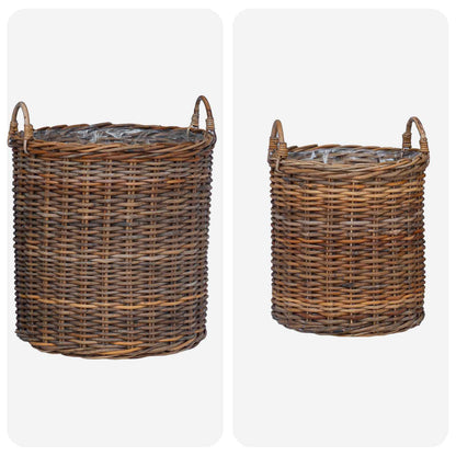 Cestino per piante con archiviazione 2 pcs Marrone Rattan Lacak | homemem39
