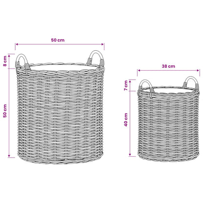 Cestino per piante 2 pz Marrone Naturale Rattan Kubu