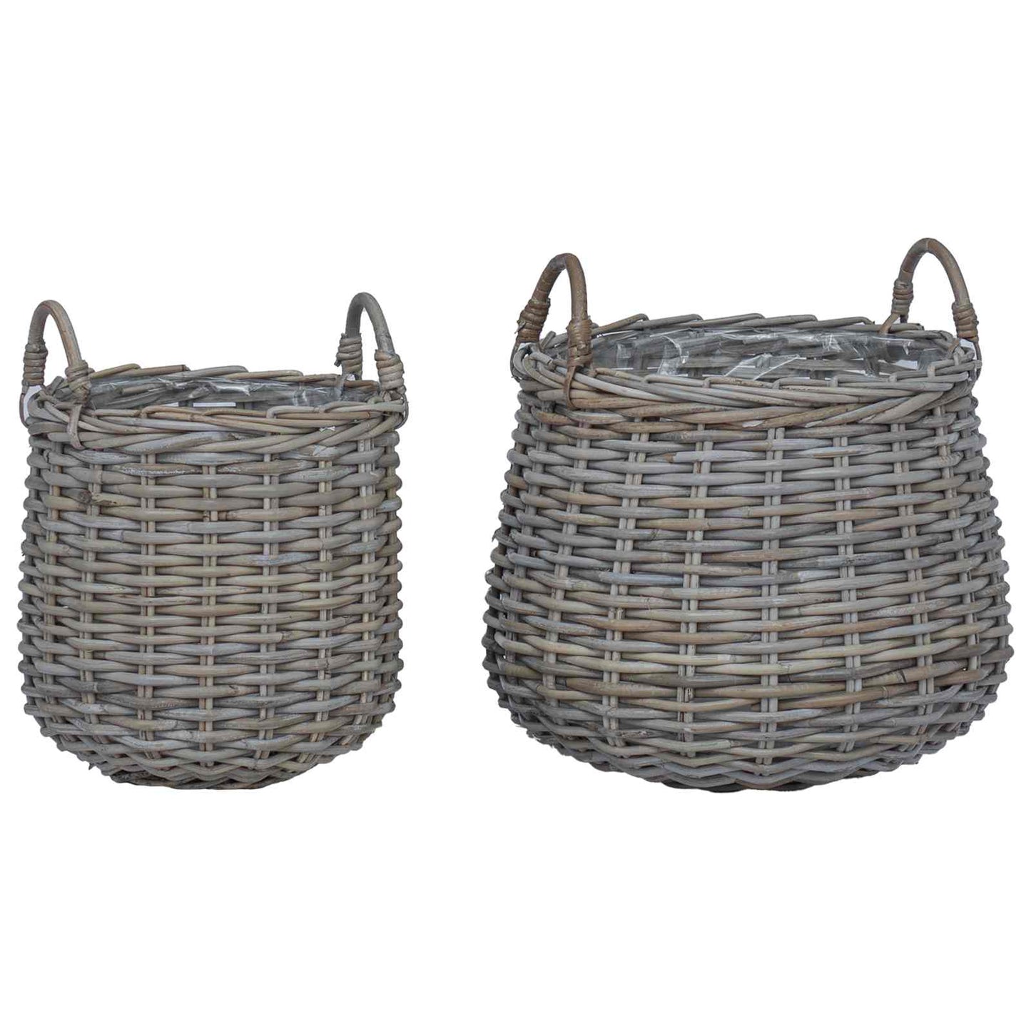 Cestino per piante con archiviazione 2 pcs Grigio Rattan Lacak | homemem39