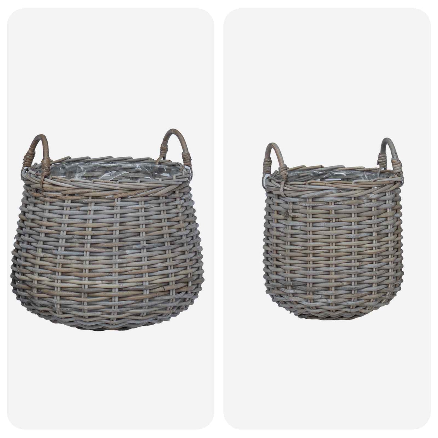 Cestino per piante con archiviazione 2 pcs Grigio Rattan Lacak | homemem39