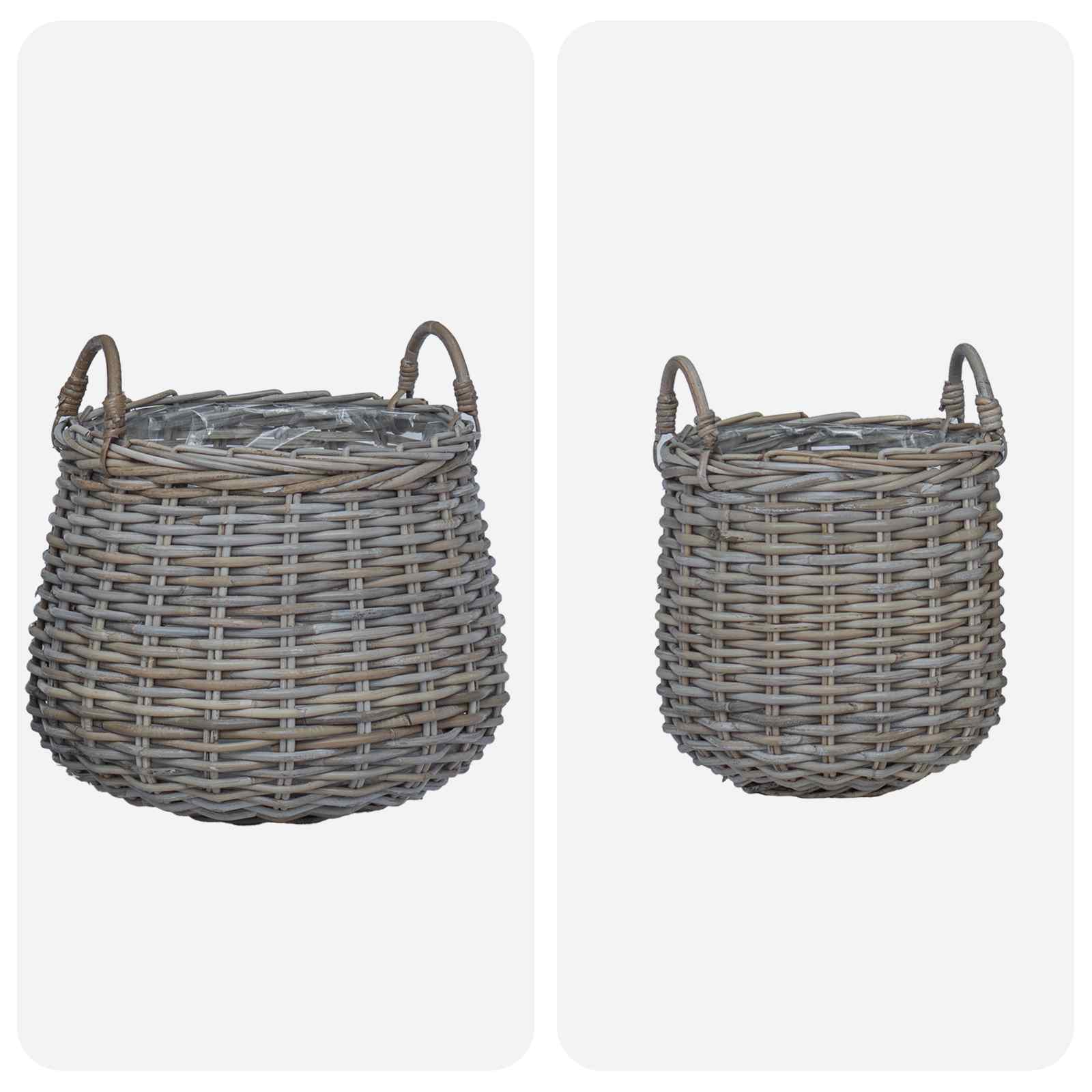 Cestino per piante con archiviazione 2 pcs Grigio Rattan Lacak | homemem39