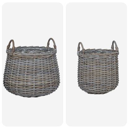 Cestino per piante con archiviazione 2 pcs Grigio Rattan Lacak | homemem39