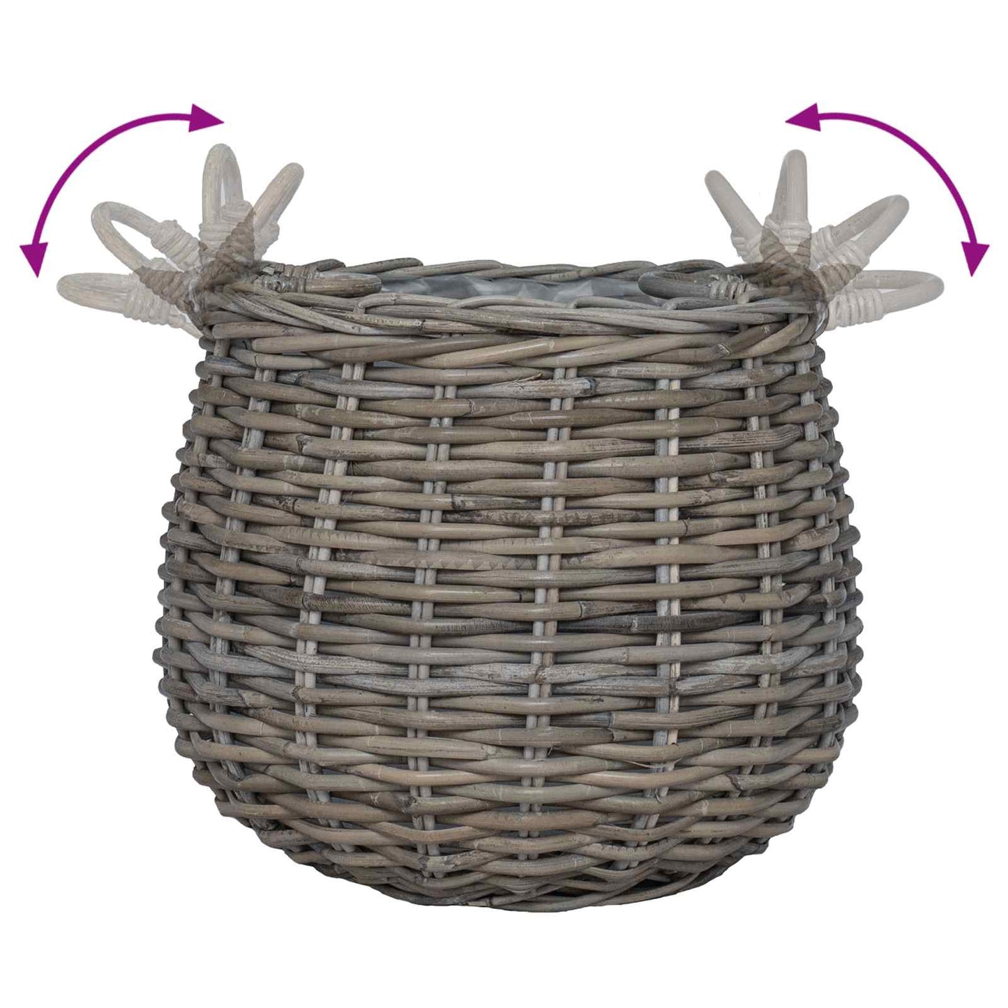 Cestino per piante con archiviazione 2 pcs Grigio Rattan Lacak | homemem39