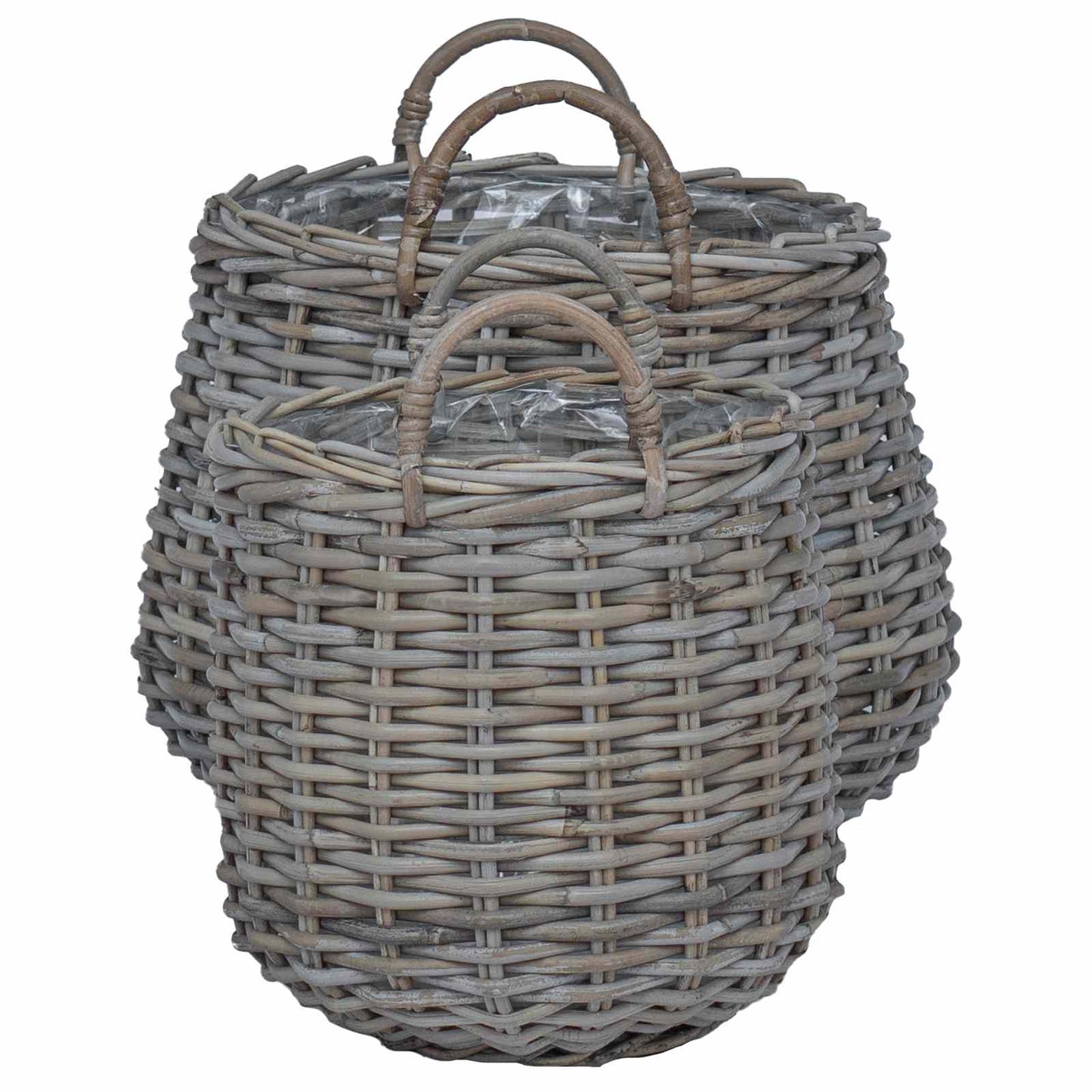 Cestino per piante con archiviazione 2 pcs Grigio Rattan Lacak | homemem39