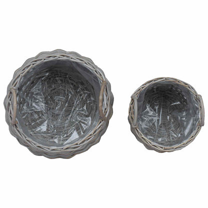 Cestino per piante con archiviazione 2 pcs Grigio Rattan Lacak | homemem39