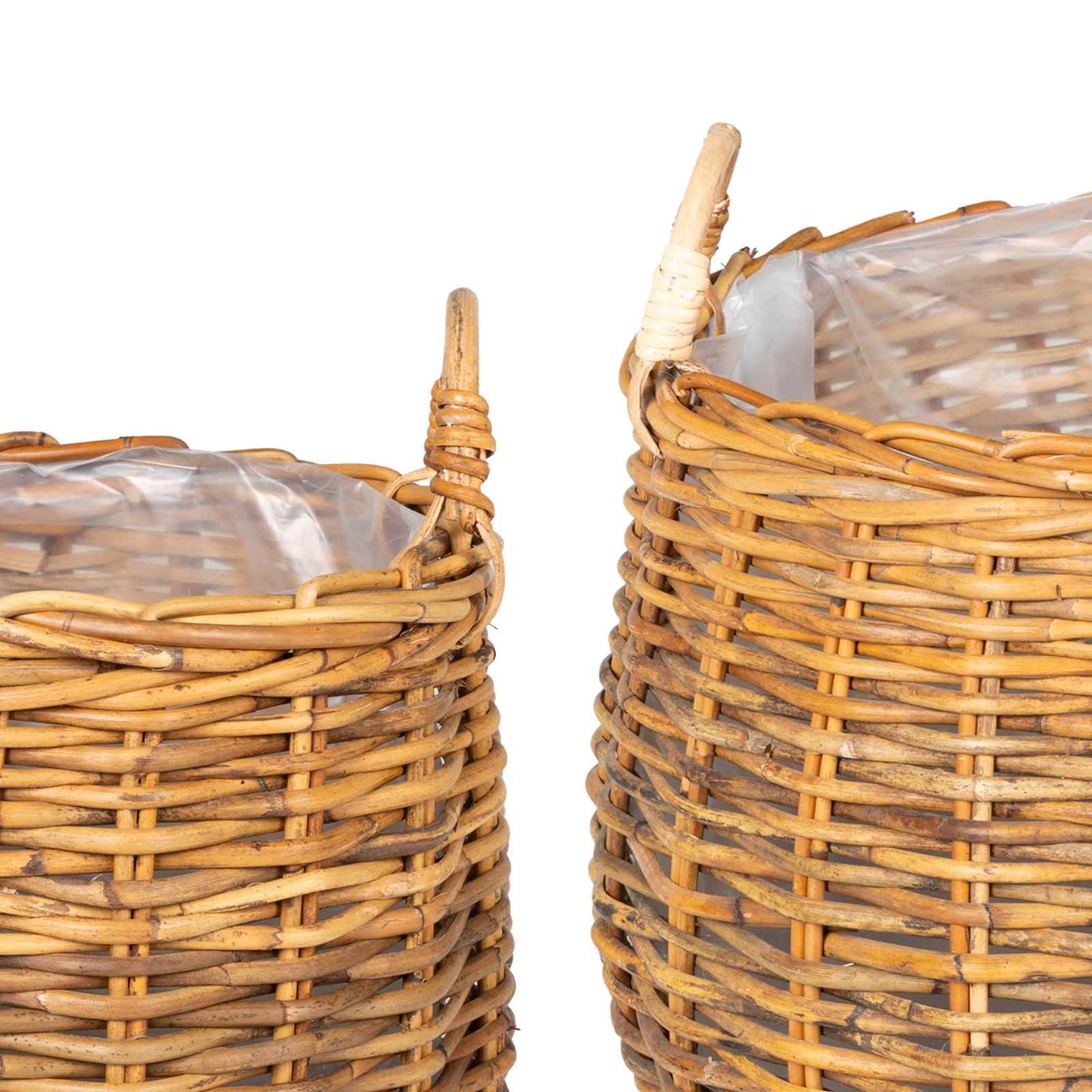 Cestino per piante 2 pz Marrone Naturale Rattan Kubu