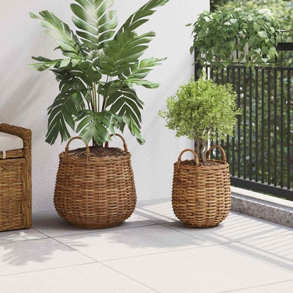 Cestino per piante con archiviazione 2 pcs Marrone Rattan Lacak | homemem39