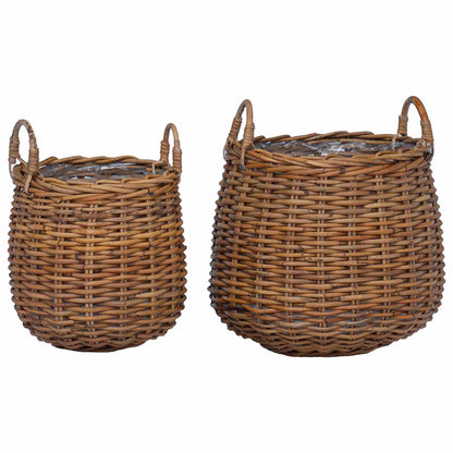 Cestino per piante con archiviazione 2 pcs Marrone Rattan Lacak | homemem39