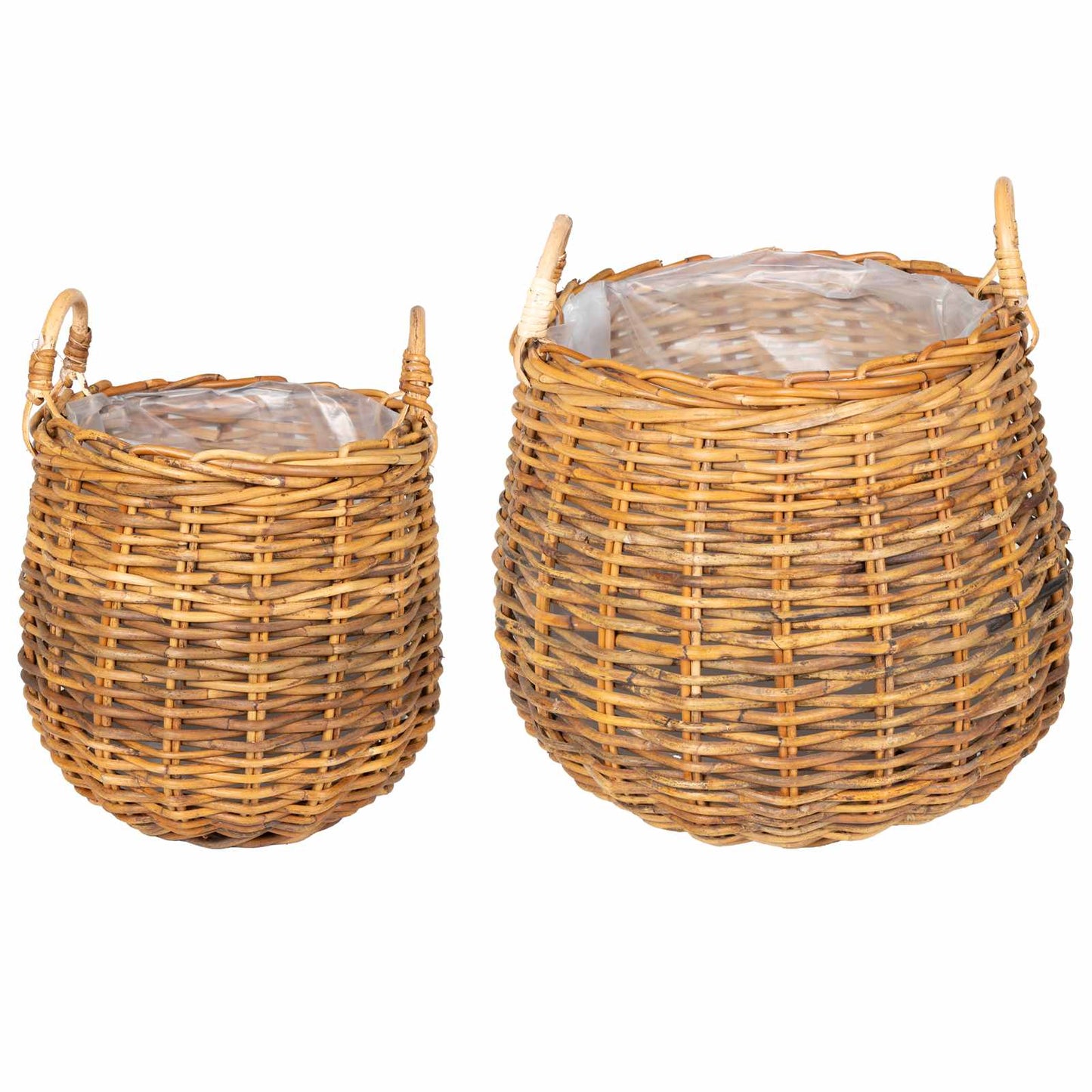 Cestino per piante 2 pz Marrone Naturale Rattan Kubu