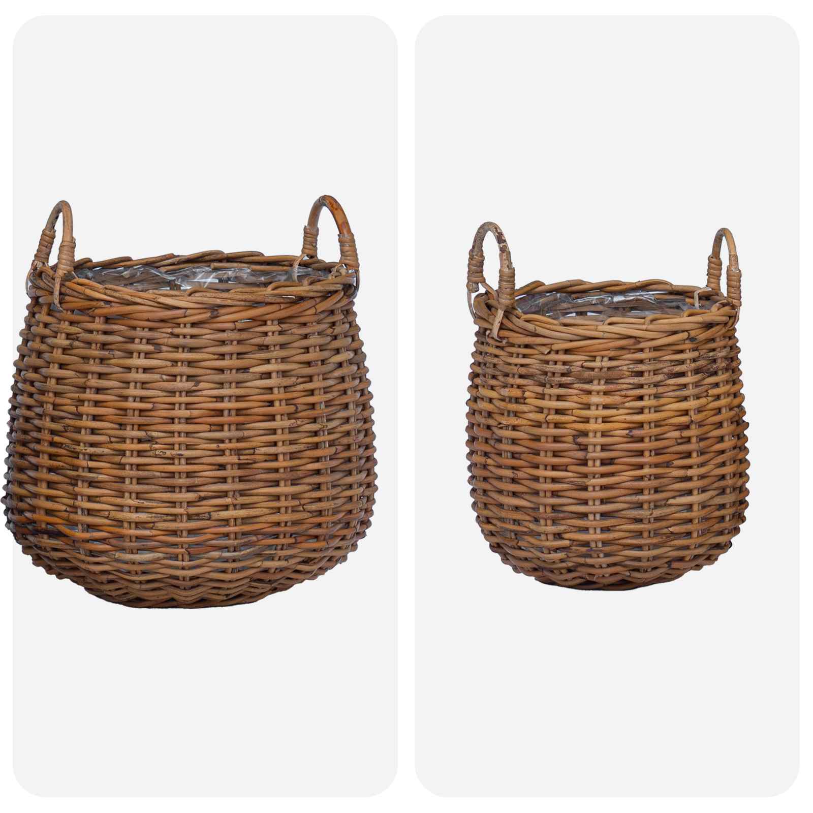 Cestino per piante con archiviazione 2 pcs Marrone Rattan Lacak | homemem39