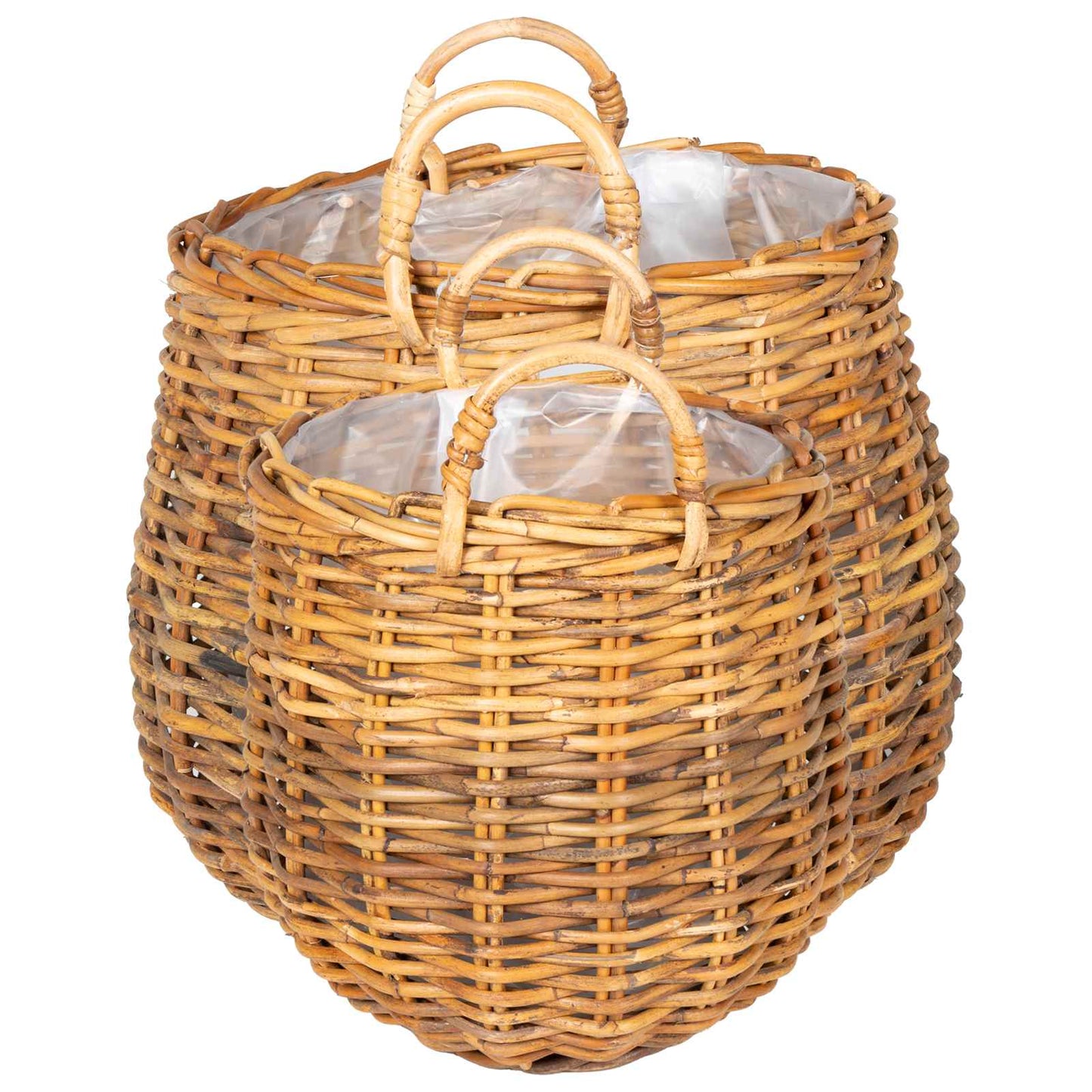 Cestino per piante 2 pz Marrone Naturale Rattan Kubu
