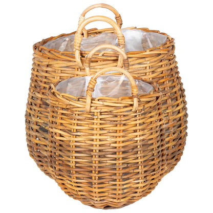 Cestino per piante 2 pz Marrone Naturale Rattan Kubu