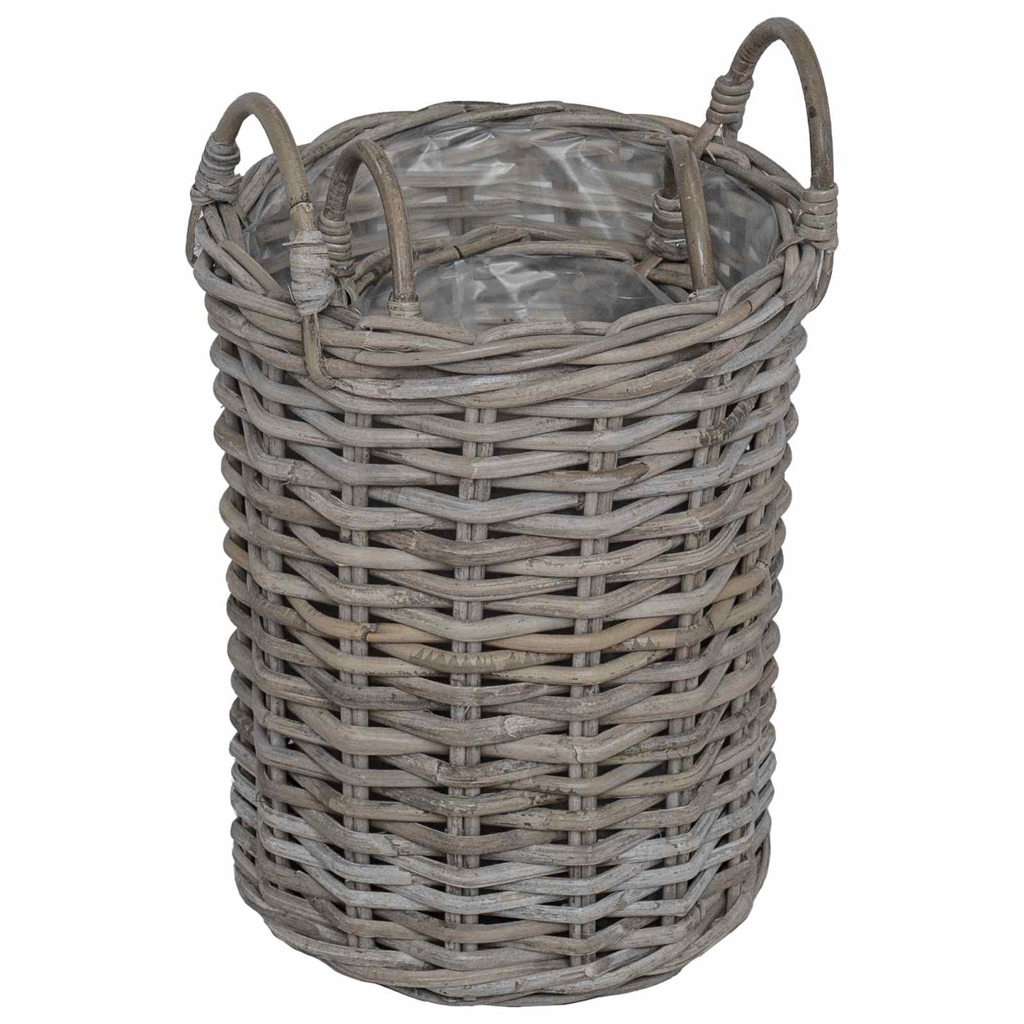 Cesto per Piante con archiviazione 2 pcs Grigio Rattan Kubu | homemem39