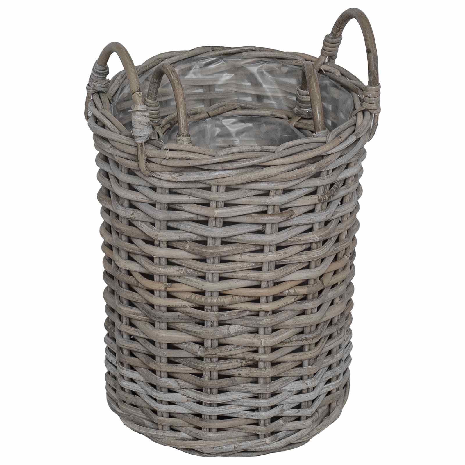 Cesto per Piante con archiviazione 2 pcs Grigio Rattan Kubu | homemem39