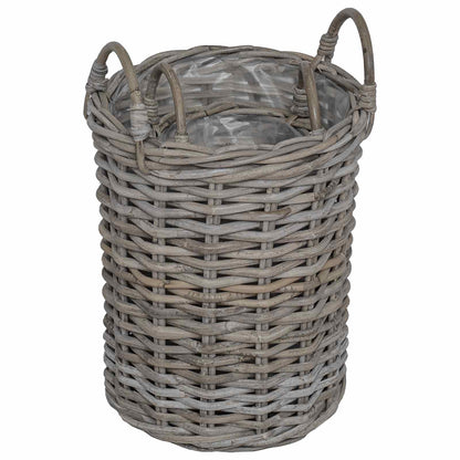 Cesto per Piante con archiviazione 2 pcs Grigio Rattan Kubu | homemem39