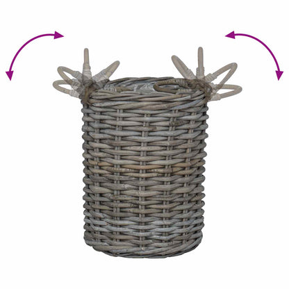 Cesto per Piante con archiviazione 2 pcs Grigio Rattan Kubu | homemem39