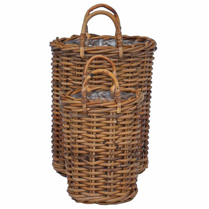Cesto per Piante con archiviazione 2 pcs Marrone Rattan Kubu | homemem39