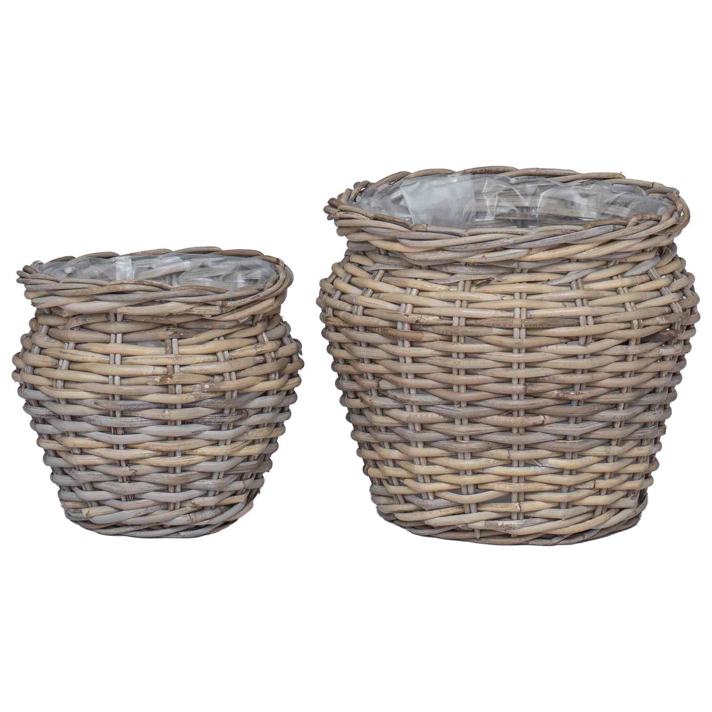 Cesto per Piante con archiviazione 2 pcs Grigio Rattan Lacak | homemem39