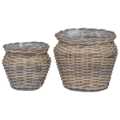 Cesto per Piante con archiviazione 2 pcs Grigio Rattan Lacak | homemem39
