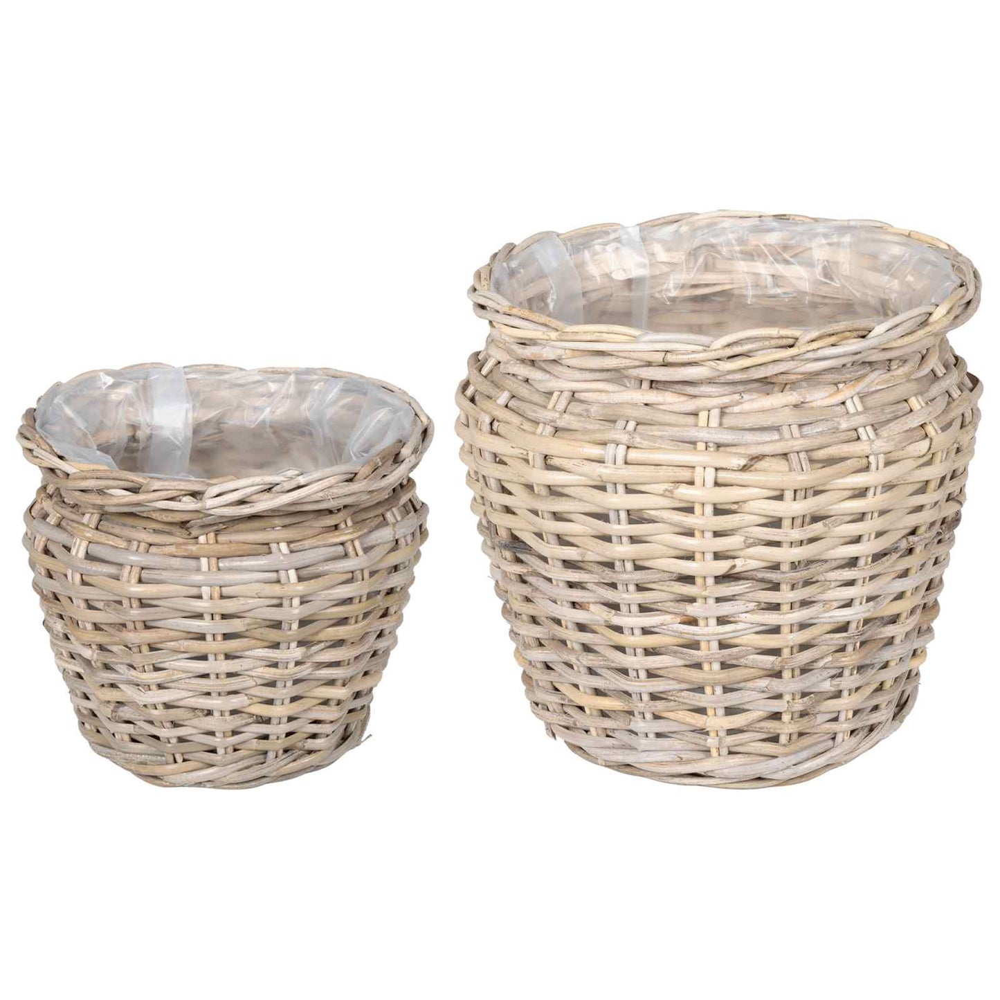 Cesto per Piante 2 pz Grigio naturale Rattan Kubu
