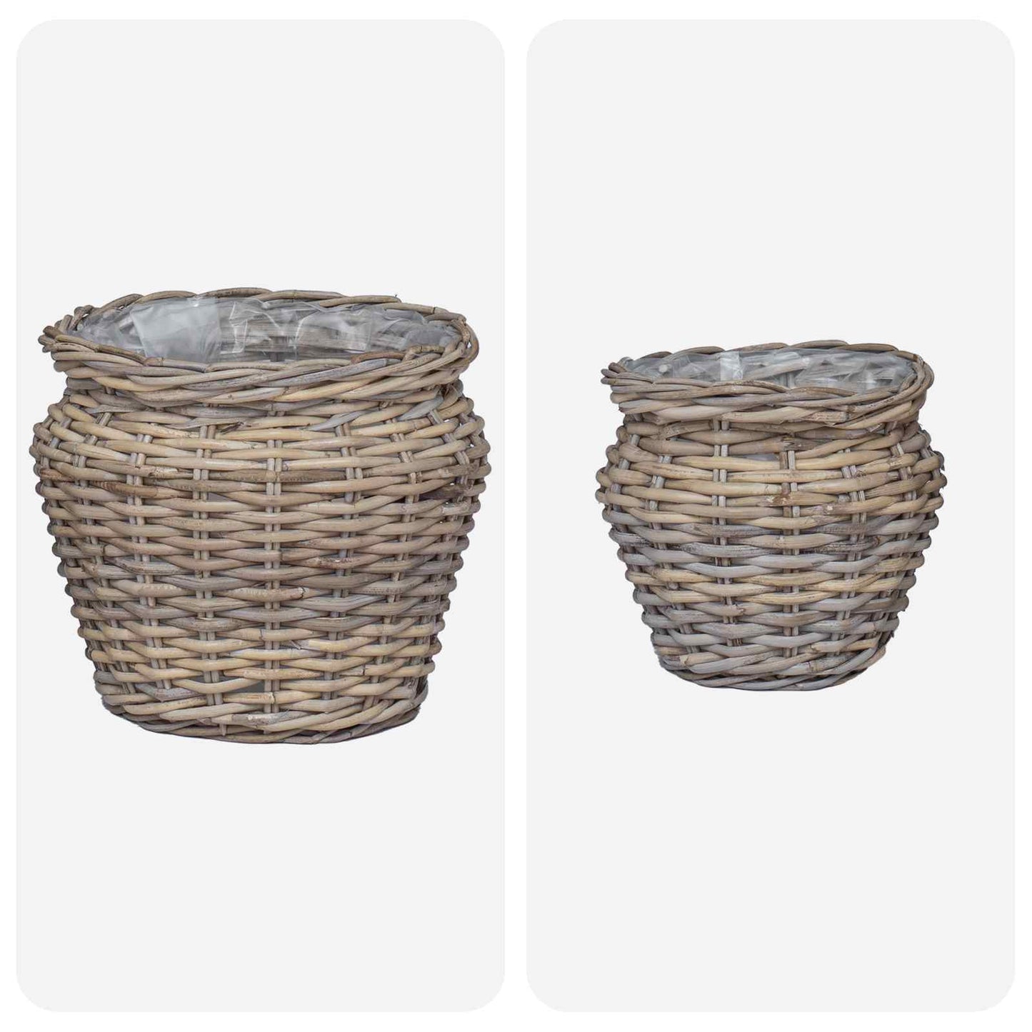 Cesto per Piante con archiviazione 2 pcs Grigio Rattan Lacak | homemem39