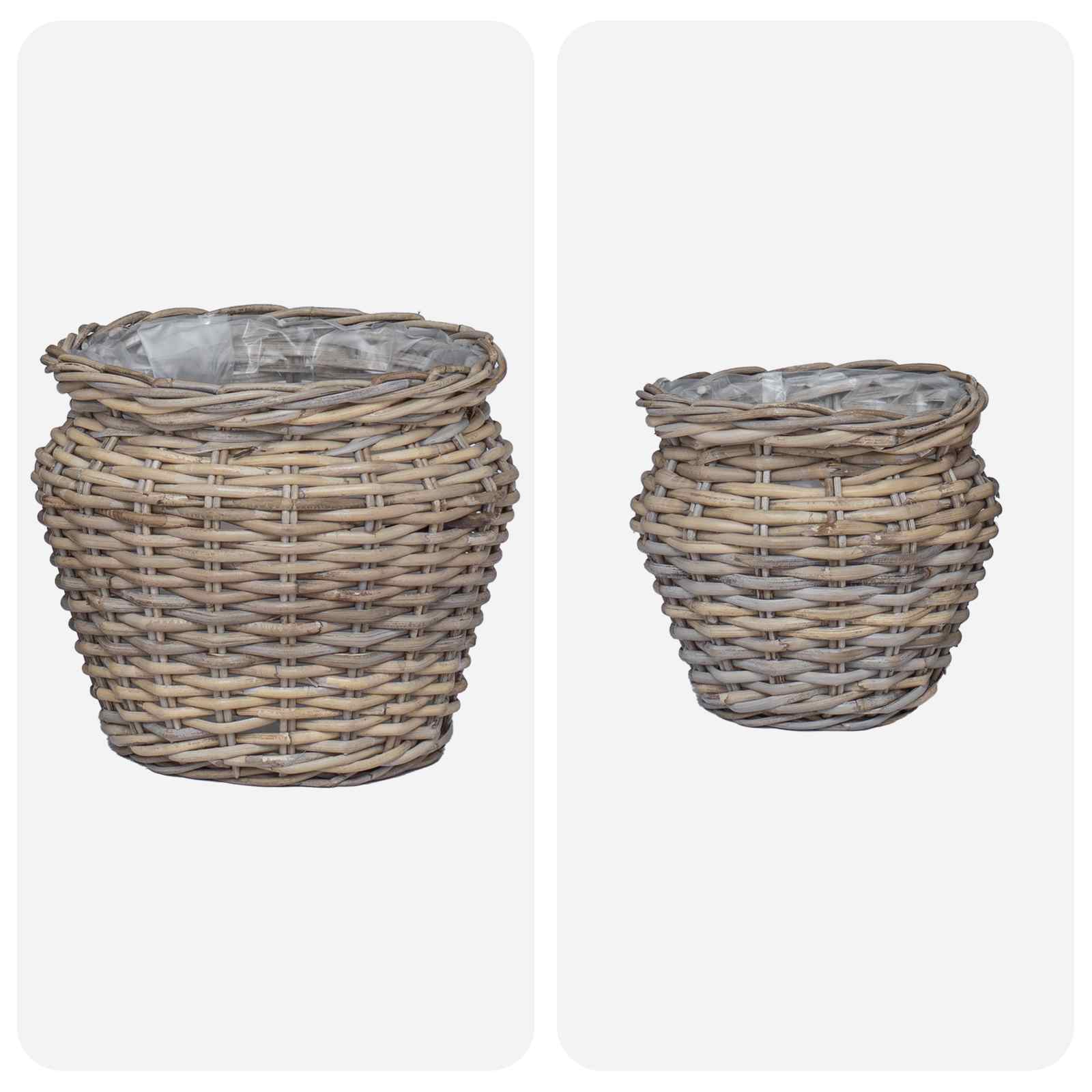 Cesto per Piante con archiviazione 2 pcs Grigio Rattan Lacak | homemem39