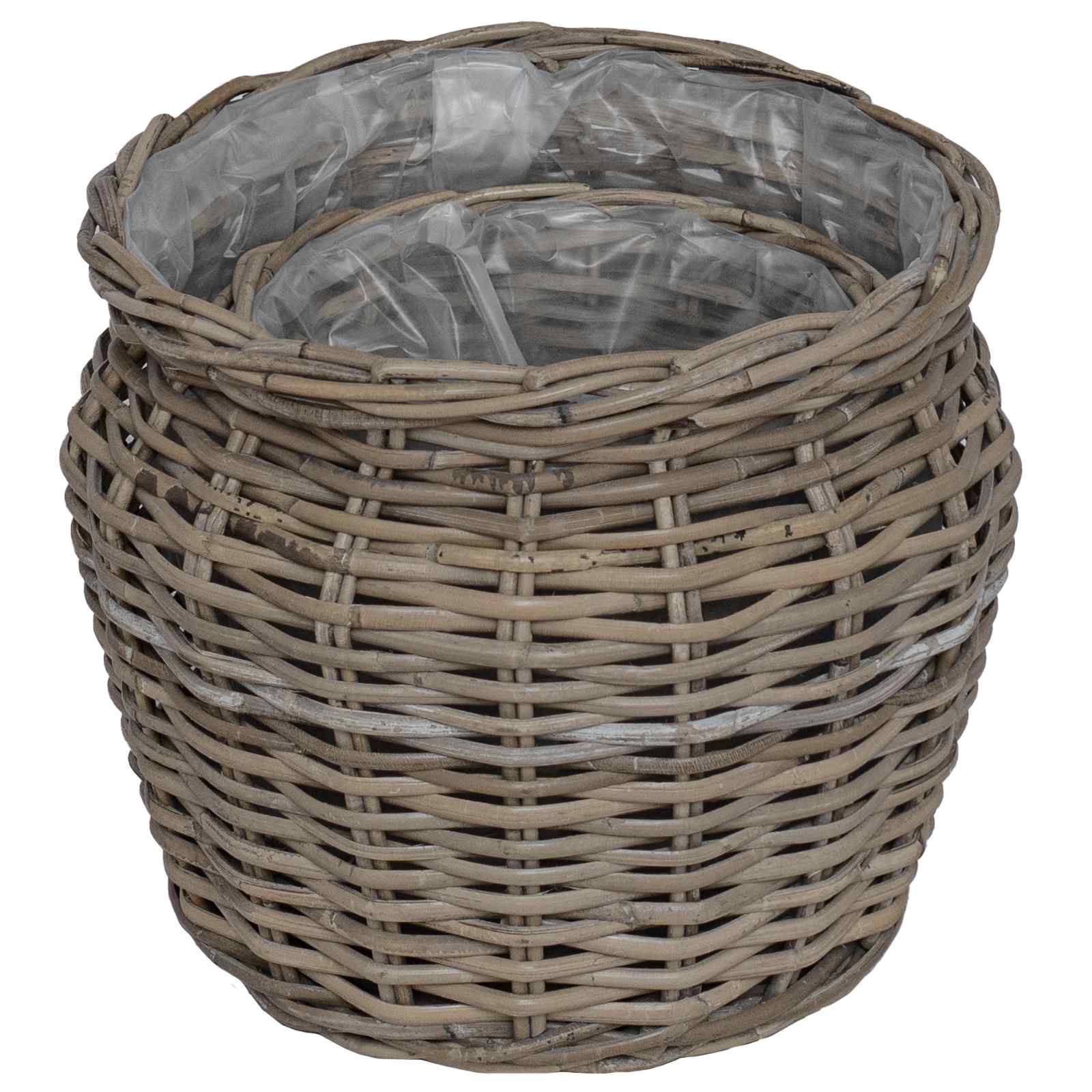Cesto per Piante con archiviazione 2 pcs Grigio Rattan Lacak | homemem39