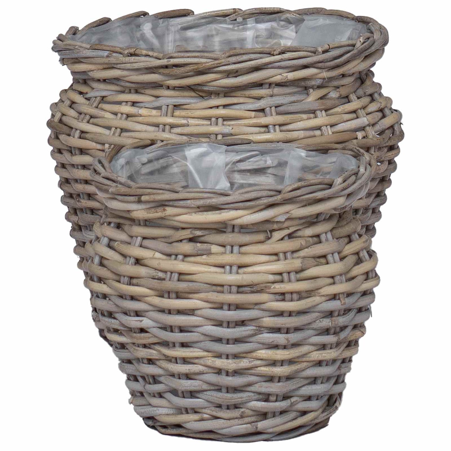 Cesto per Piante con archiviazione 2 pcs Grigio Rattan Lacak | homemem39