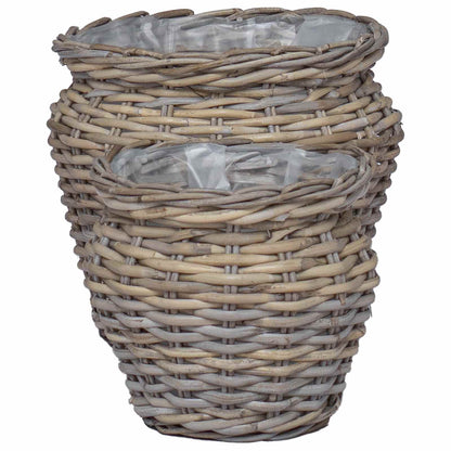 Cesto per Piante con archiviazione 2 pcs Grigio Rattan Lacak | homemem39