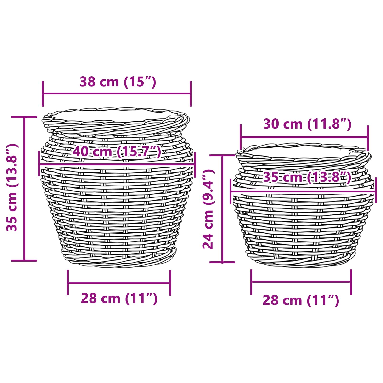Cesto per Piante con archiviazione 2 pcs Grigio Rattan Lacak | homemem39