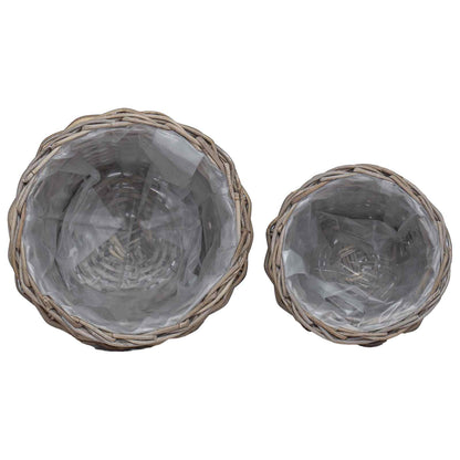 Cesto per Piante con archiviazione 2 pcs Grigio Rattan Lacak | homemem39