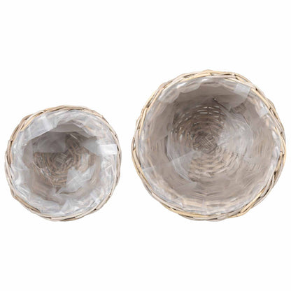 Cesto per Piante 2 pz Grigio naturale Rattan Kubu