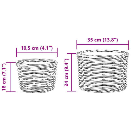 Cestino per Piante con archiviazione 2 pcs Grigio Rattan Kubu | homemem39