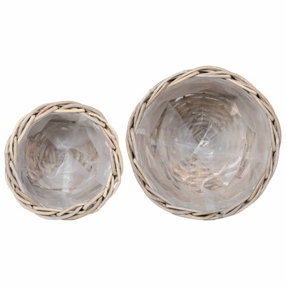 Cestino per Piante 2 pz Grigio naturale Rattan Kubu