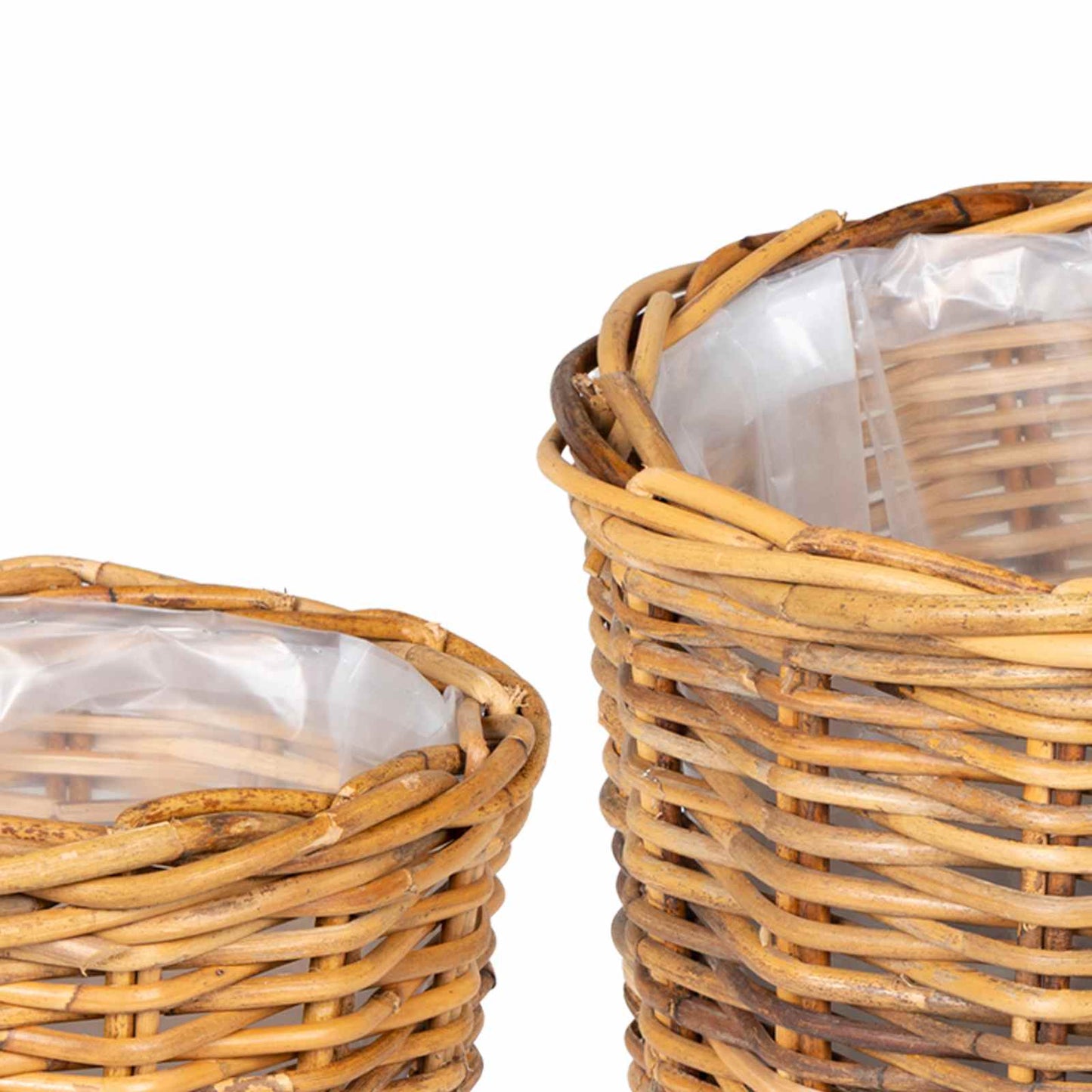 Cestino per Piante 2 pz Marrone Naturale Rattan Kubu