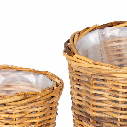 Cestino per Piante 2 pz Marrone Naturale Rattan Kubu