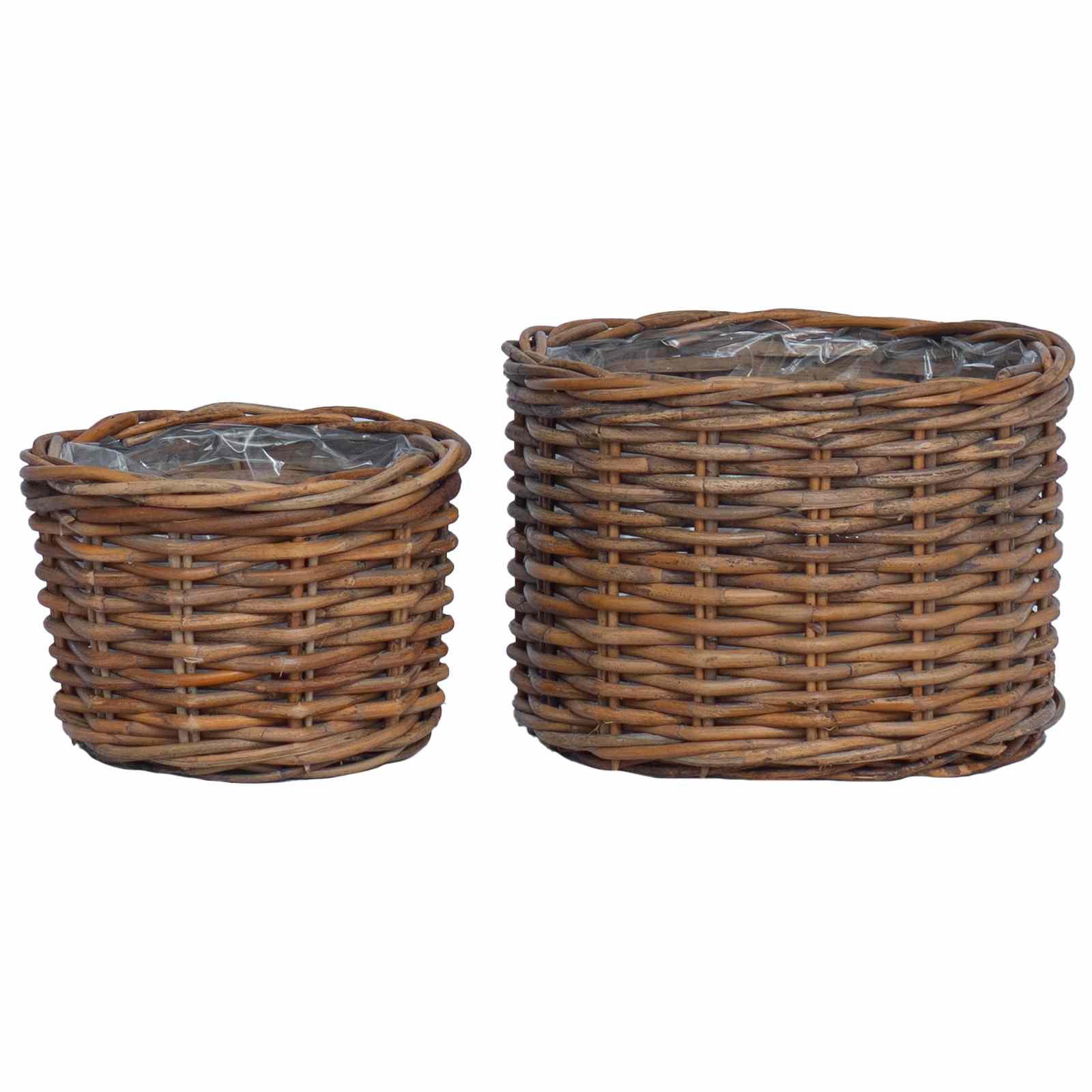 Cestino per Piante con archiviazione 2 pcs Marrone Rattan Kubu | homemem39