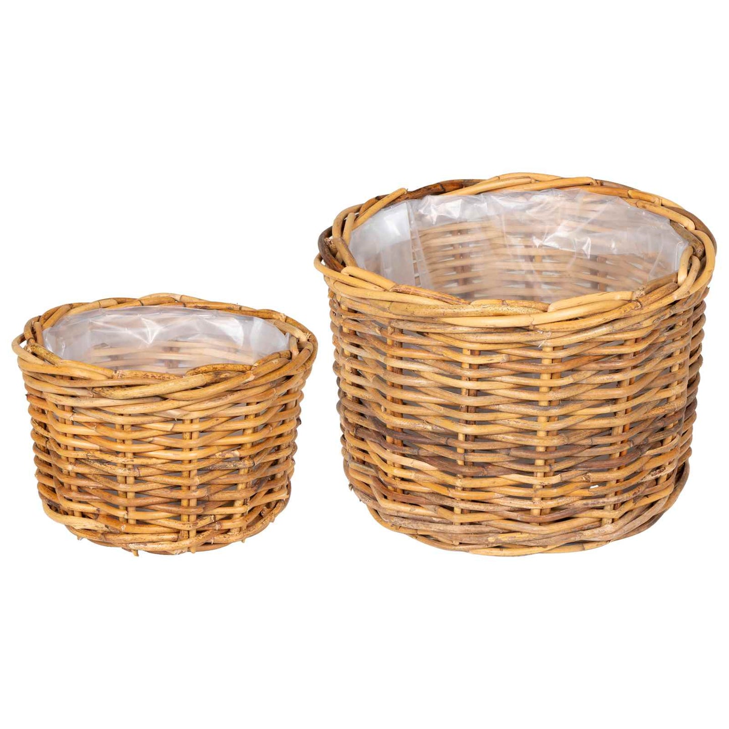 Cestino per Piante 2 pz Marrone Naturale Rattan Kubu