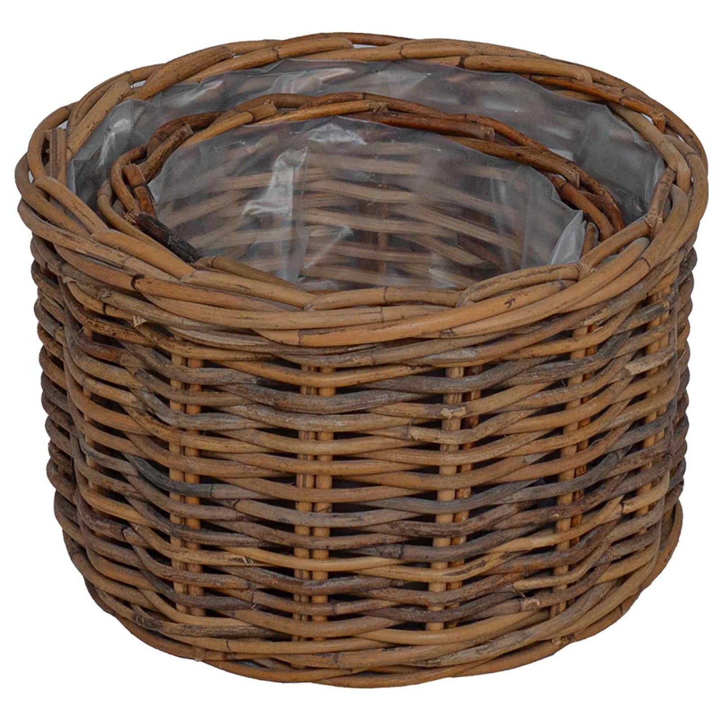 Cestino per Piante con archiviazione 2 pcs Marrone Rattan Kubu | homemem39