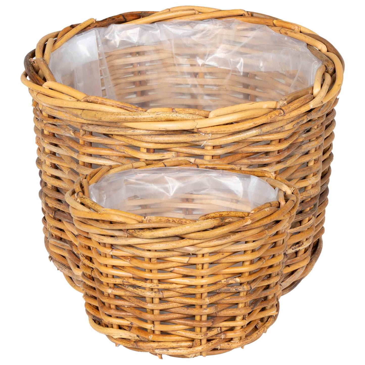 Cestino per Piante 2 pz Marrone Naturale Rattan Kubu