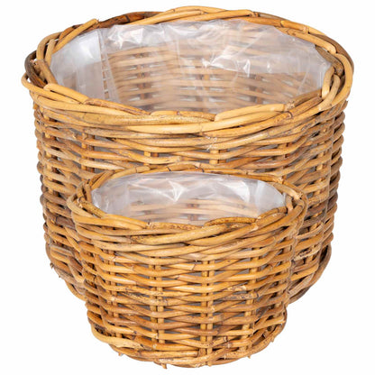 Cestino per Piante 2 pz Marrone Naturale Rattan Kubu